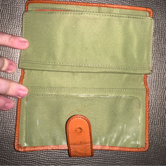 Fossil leather rose flower wallet pink green - Picture 2 of 5